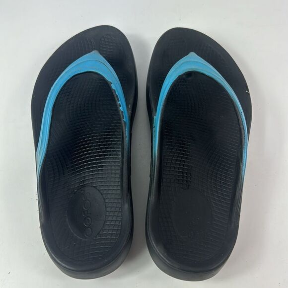 Oofos Oolala Luse Black/Blue Women's Sandals - Picture 10 of 15